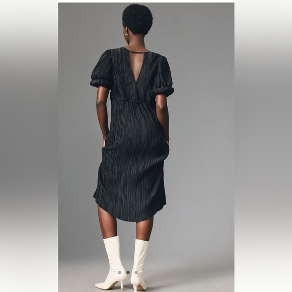 Anthropologie V-Neck Pleated Midi Dress- LG - Picture 3 of 7